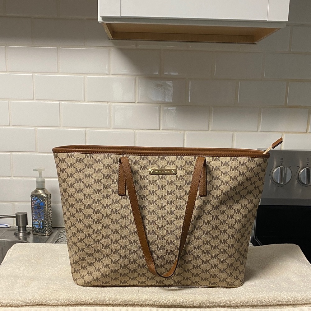 Michael Kors Tan/Brown MK Logo Tote